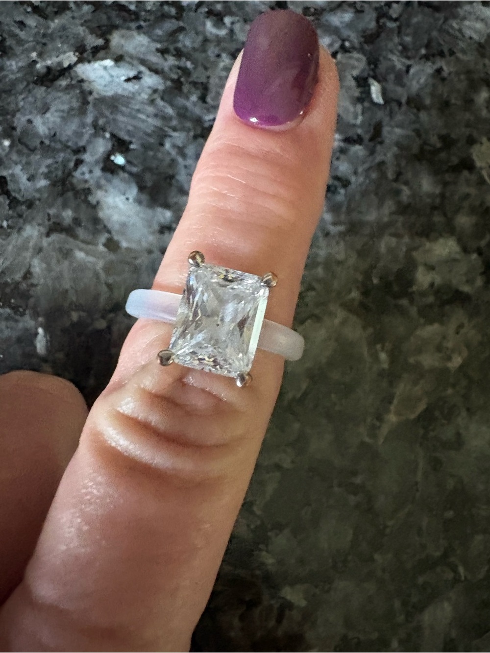 Ringer Sterling White Cushion-Cut Solitaire Ring